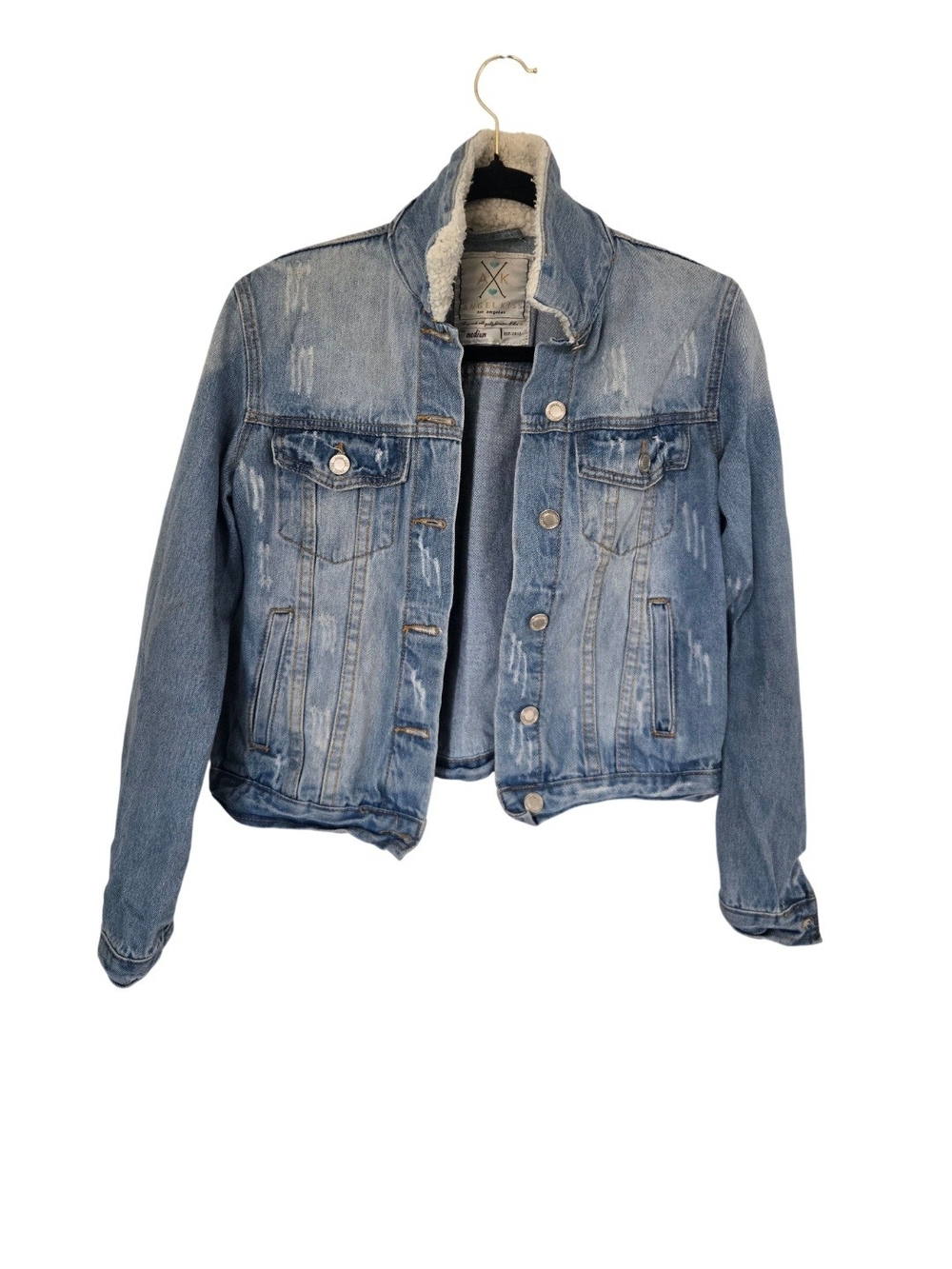Angel Kiss Light Blue Jean Jacket with Sherpa Lining - Picture 1 of 5